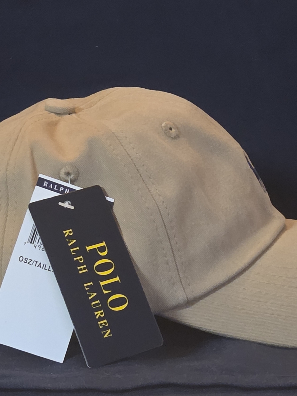 Polo by Ralph Lauren Khaki Baseball Cap with Navy Logo - Picture 3 of 5